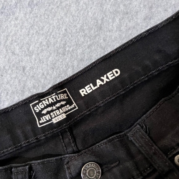 Signature By Levis Jeans Mens 32X30 Black Relaxed Straight Stretch Denim - Picture 8 of 11